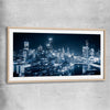 Melbourne City Glow raw oak glass front frame is a high quality print in our city skyline, travel prints and maps collection