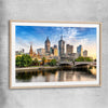 Melbourne Golden Skyline raw oak glass front frame is a high quality print in our city skyline, travel prints and maps collection