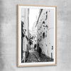 Paris Alley raw oak glass front frame is a high quality print in our city skyline, travel prints and maps collection