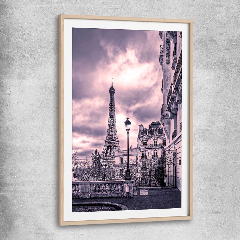 Paris Skyline Noir raw oak glass front frame is a high quality print in our city skyline, travel prints and maps collection