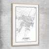 Sydney City raw oak glass front frame is a high quality print in our city skyline, travel prints and maps collection