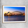 Sydney Harbour Sunset raw oak glass front frame is a high quality print in our city skyline, travel prints and maps collection