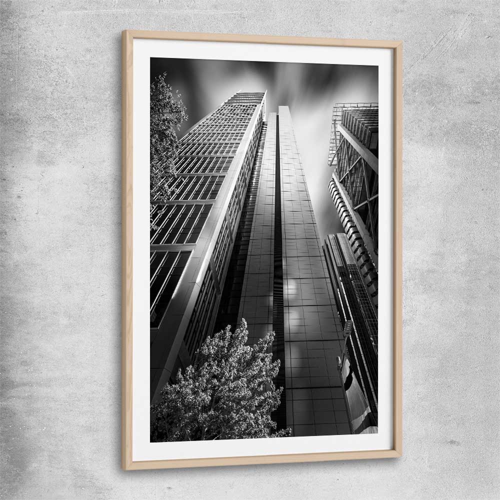 Sydney Skyscrapers raw oak glass front frame is a high quality print in our city skyline, travel prints and maps collection