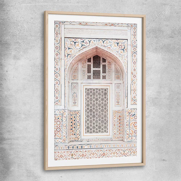 Taj in Arga raw oak glass front frame is a high quality print in our city skyline, travel prints and maps collection