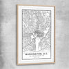 Washington City raw oak glass front frame is a high quality print in our city skyline, travel prints and maps collection