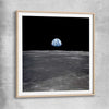 Space prints and wall art of Earthrise with raw oak glass front frame