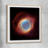 Space prints and wall art of Helix Nebula with raw oak glass front frame