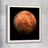 Space prints and wall art of Mars Hemisphere with raw oak glass front frame