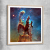 Space prints and wall art of Pillars of Creation with raw oak glass front frame