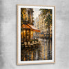 Rainy Paris Cafe raw oak glass front frame is a high quality print in our city skyline, travel prints and maps collection