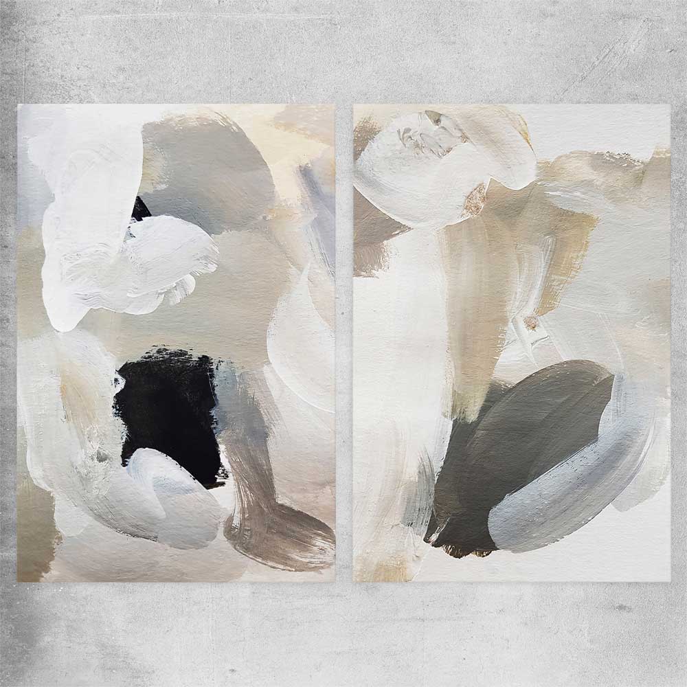 Cosy Neutral Pair rolled print - part of our high quality canvas abstract wall art collection