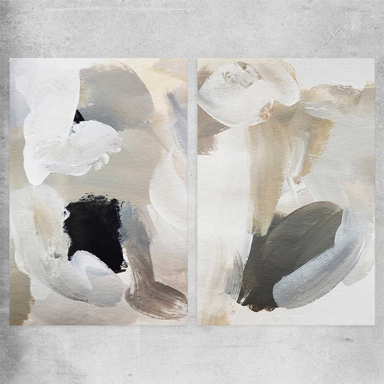 Cosy Neutral Pair rolled print - part of our high quality canvas abstract wall art collection