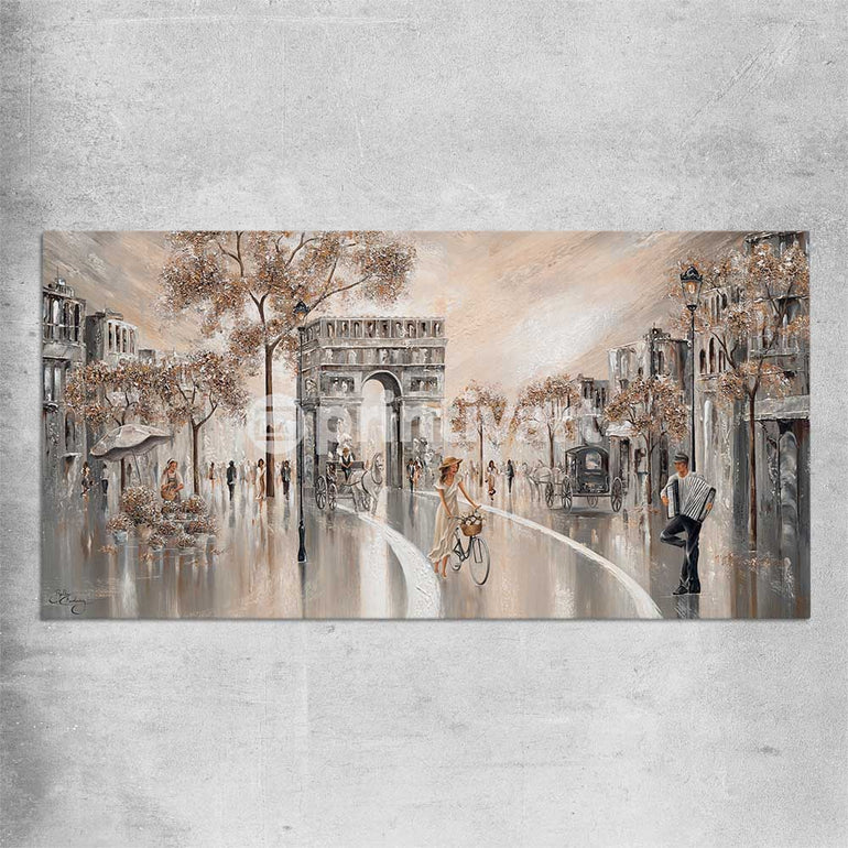 Golden Glimpse, Paris rolled print - part of our high quality canvas abstract wall art collection