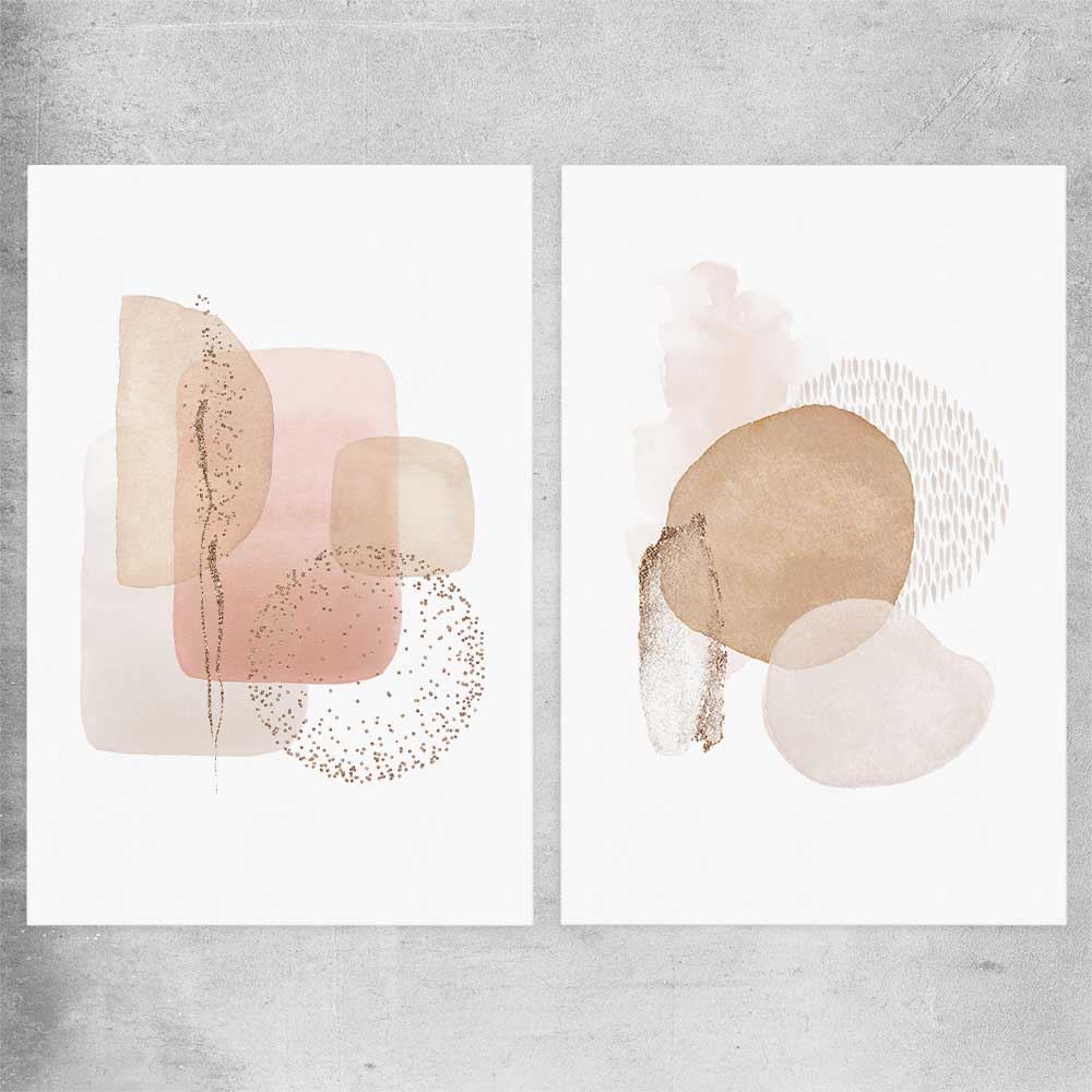 Light Geometric Pair rolled print - part of our high quality canvas abstract wall art collection