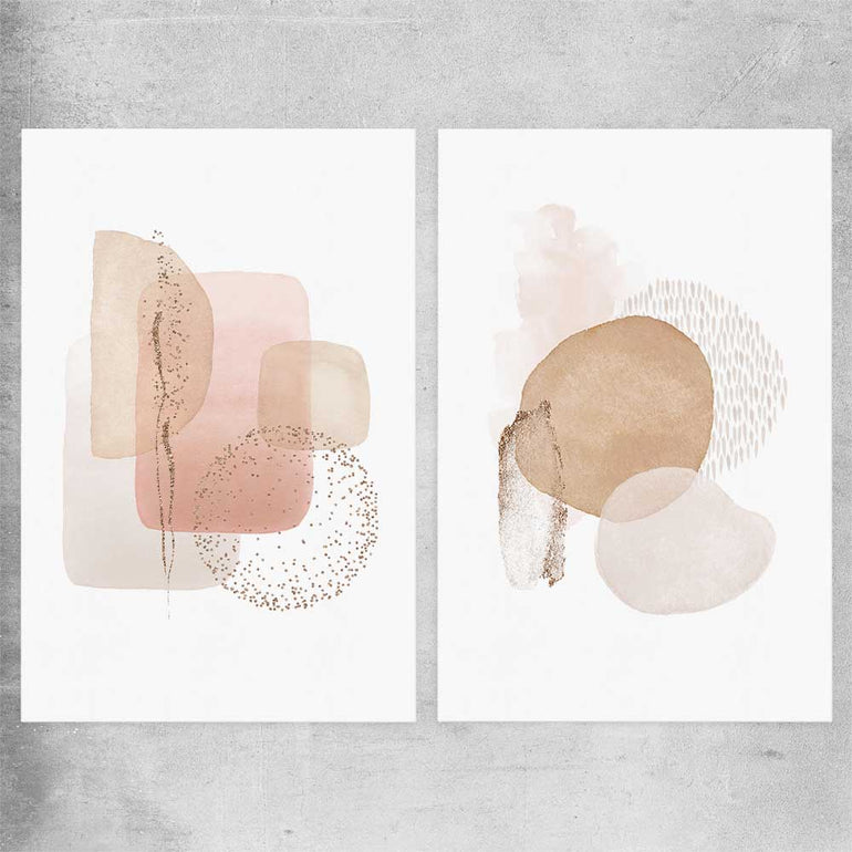 Light Geometric Pair rolled print - part of our high quality canvas abstract wall art collection