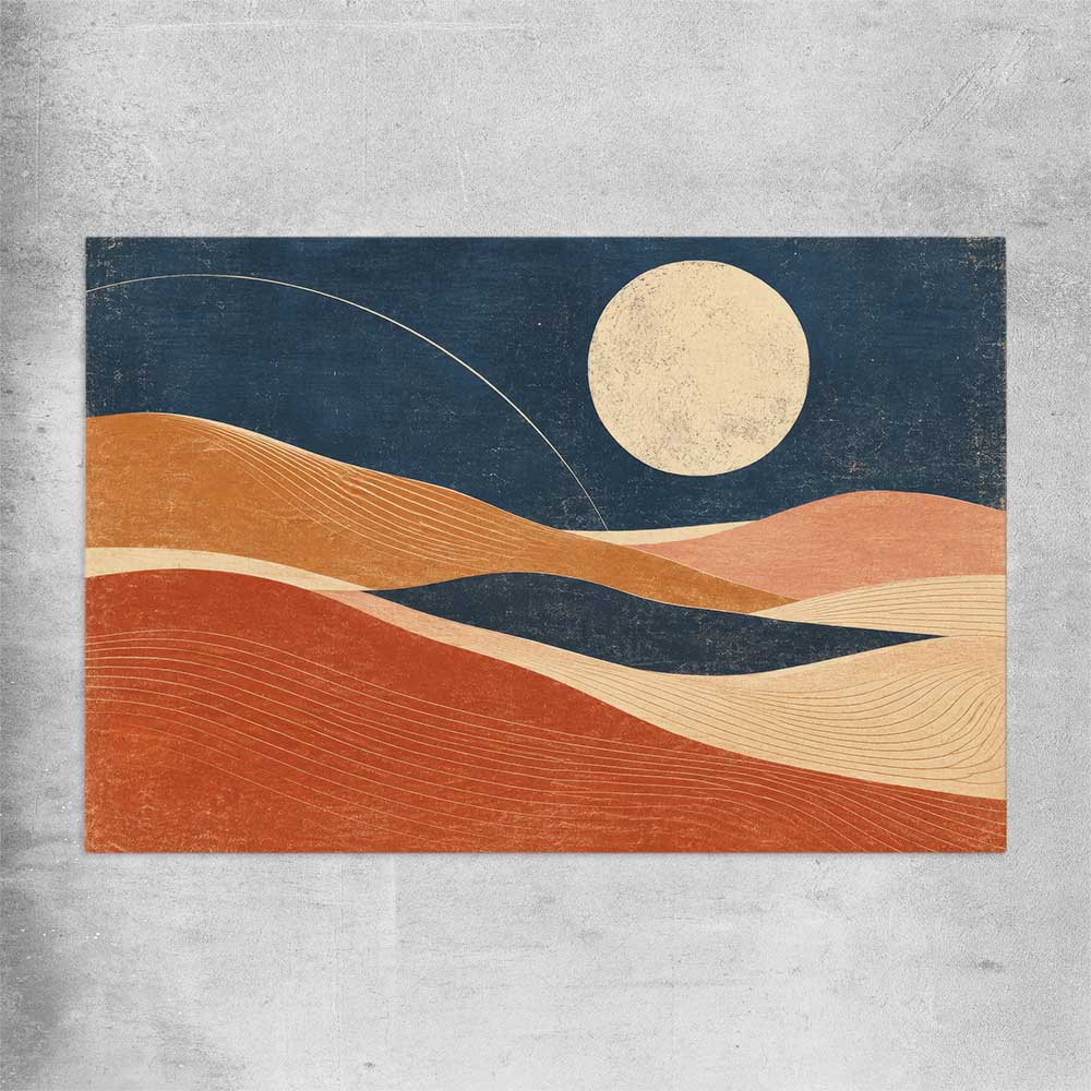 Moonlit Indigo Dunes rolled print - part of our high quality canvas abstract wall art collection