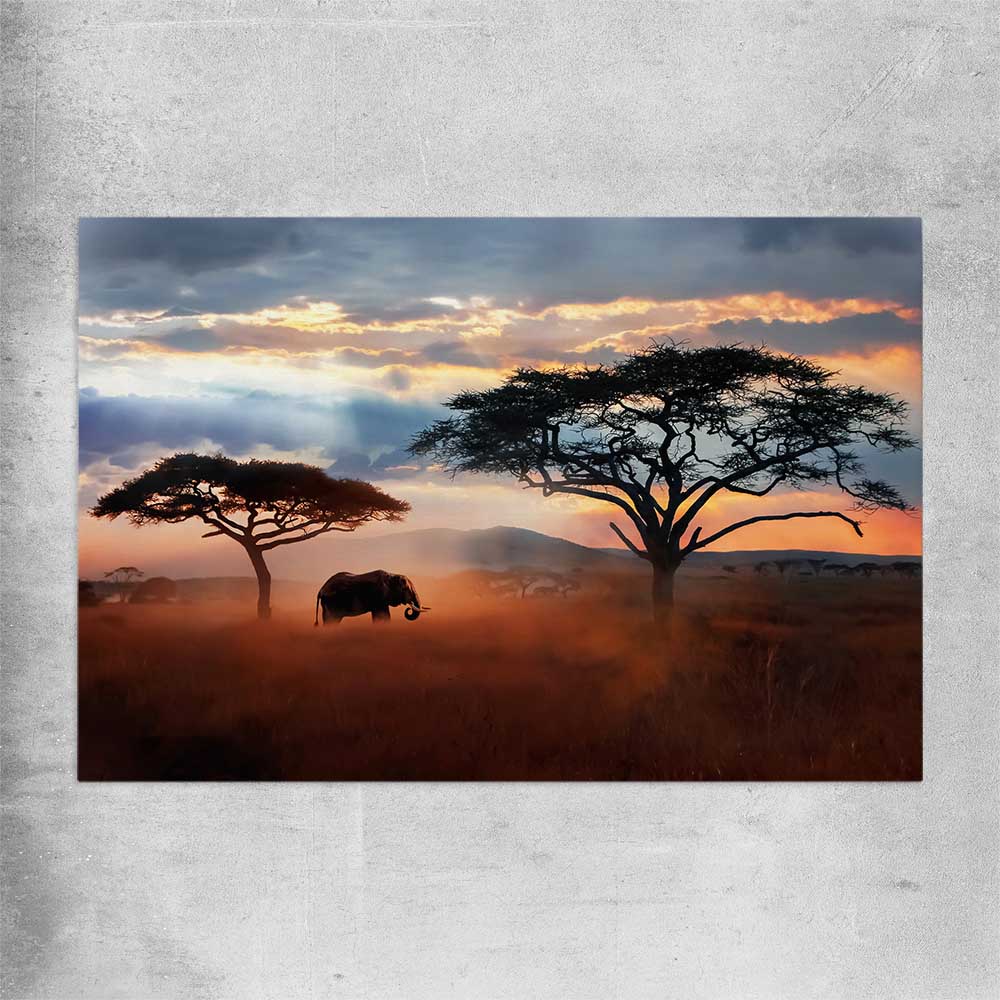 Animal wall art and canvas prints of Golden Savannah Journey on a rolled print