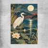 Animal wall art and canvas prints of Moonlit Heron on a rolled print