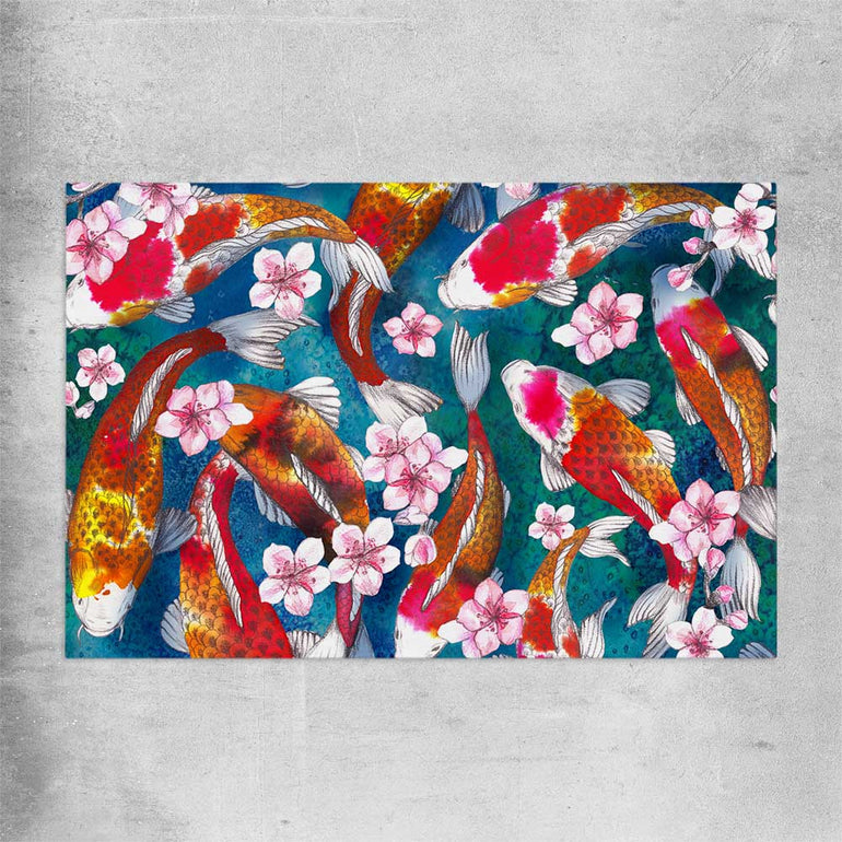 Animal wall art and canvas prints of Watercolour Carp on a rolled print
