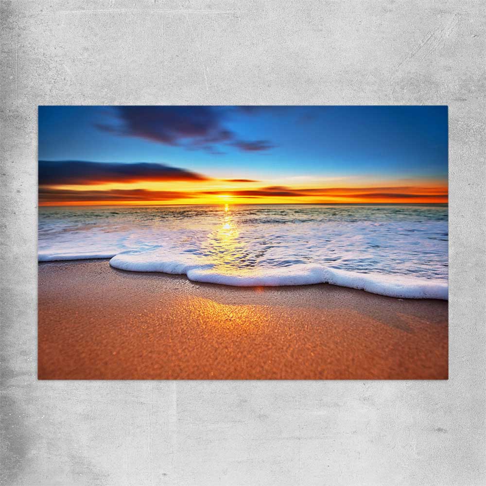 Beach and coastal wall art print of Radiant Ocean Sunset on a rolled print