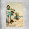 Beach and coastal wall art print of Seaside Surf Shack on a rolled print