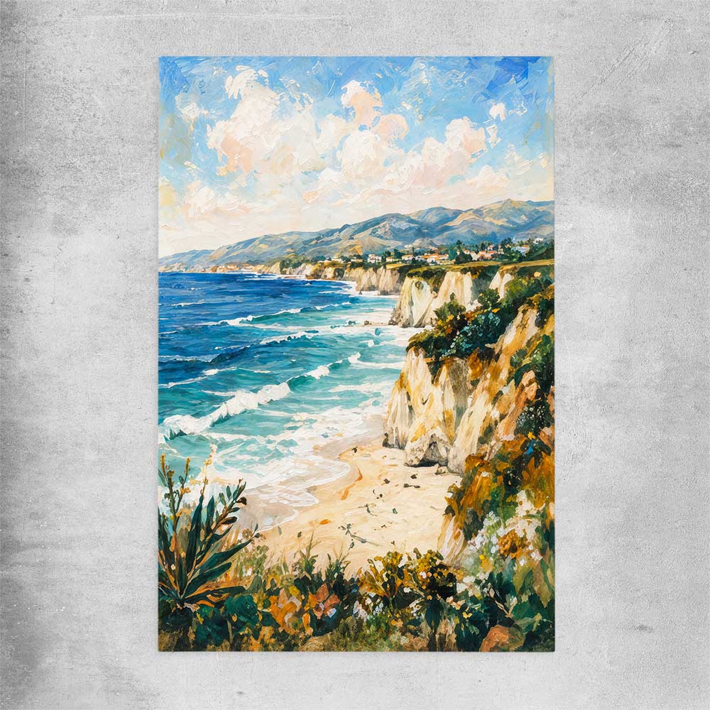 Beach and coastal wall art print of Shoreline Light Strokes on a rolled print