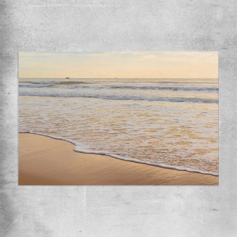 Beach and coastal wall art print of Calm Tides on a rolled print