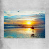 Beach and coastal wall art print of Last Surf at Sunset on a rolled print