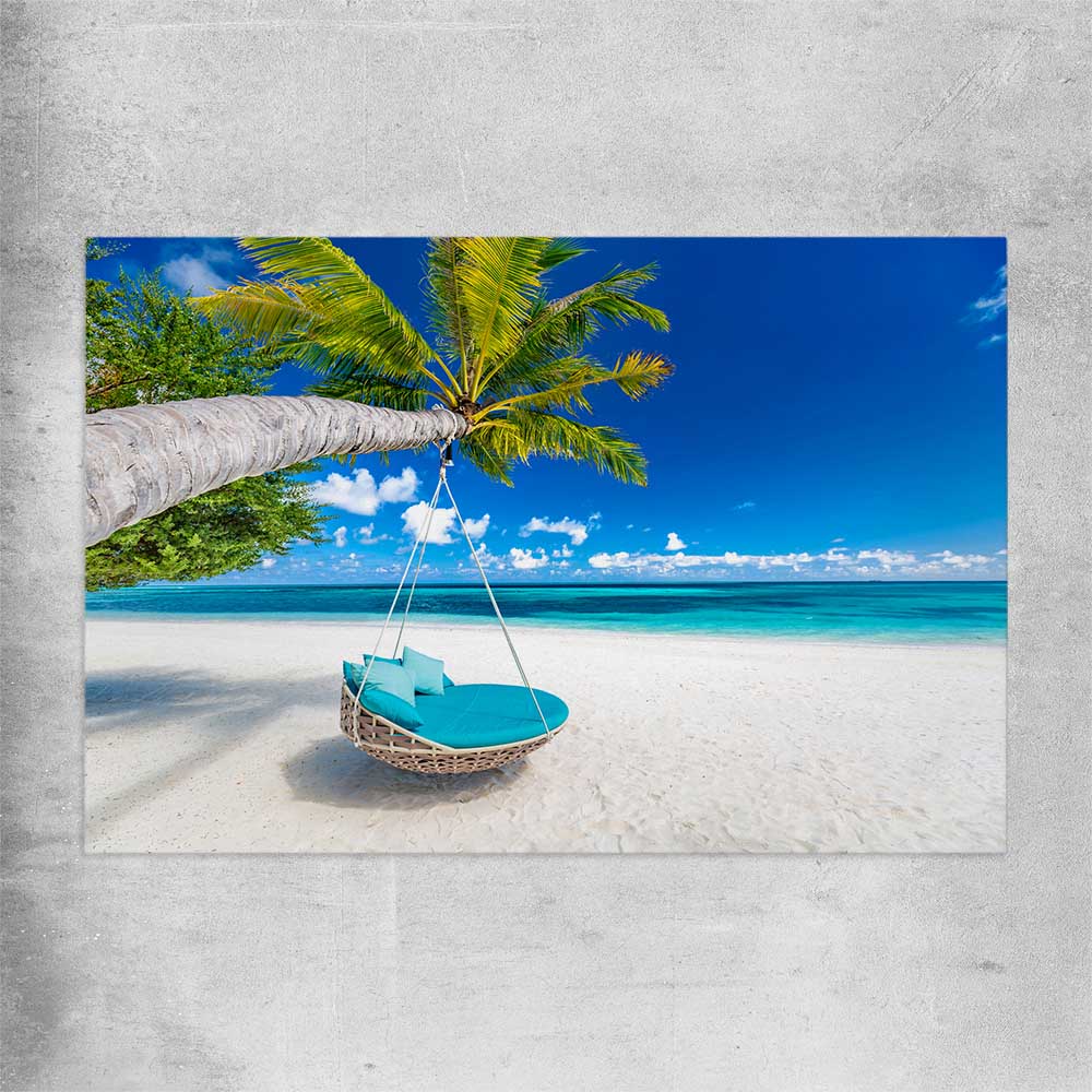 Beach and coastal wall art print of Paradise Swing on a rolled print