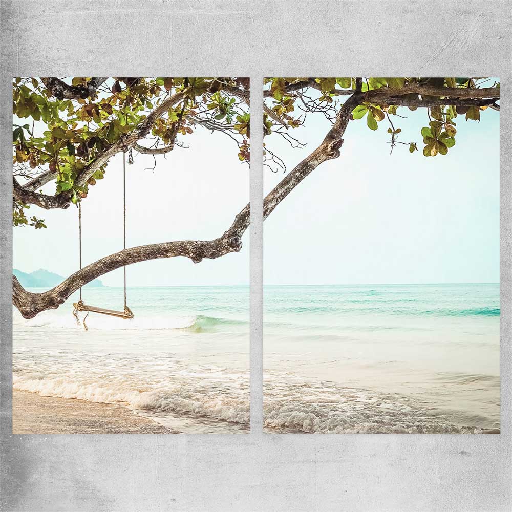Beach and coastal wall art print of Tropical Beach Pair on a rolled print