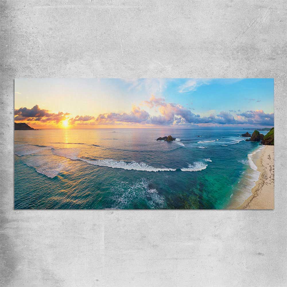 Beach and coastal wall art print of Tropical Surfers Beach on a rolled print