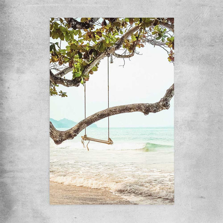 Beach and coastal wall art print of Tropical Swing on a rolled print