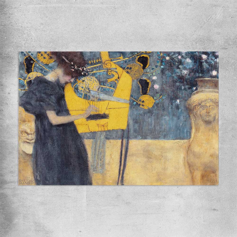 Classic wall art and canvas print of Music I Gustav Klimt on a rolled print