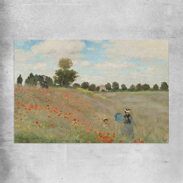 Classic wall art and canvas print of Poppy Field Claude Monet on a rolled print