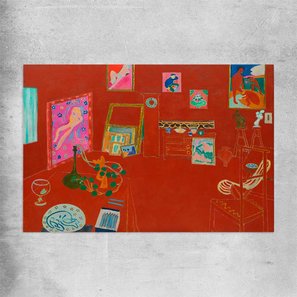 Classic wall art and canvas print of Red Studio Henri Matisse on a rolled print