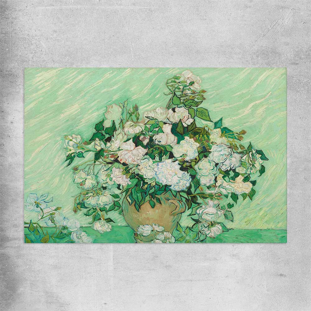Classic wall art and canvas print of Roses Van Gogh on a rolled print