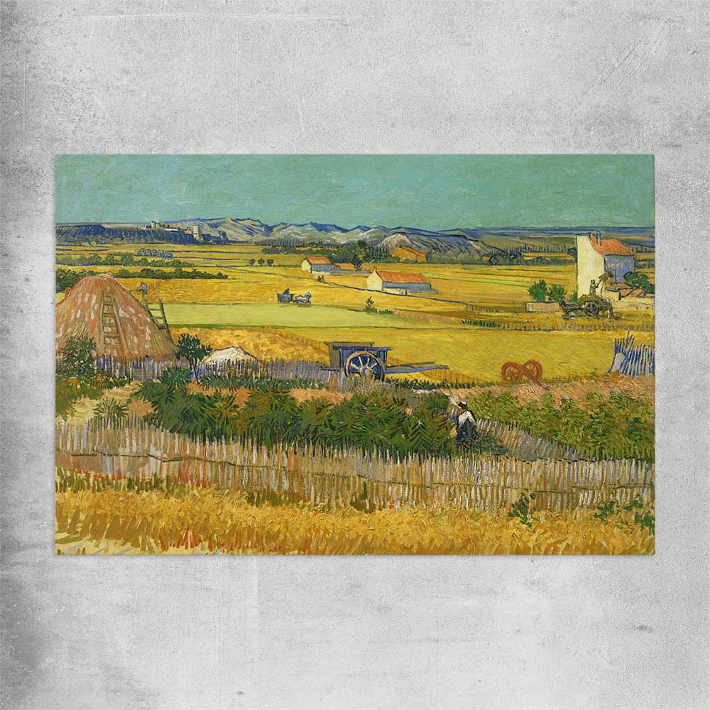 Classic wall art and canvas print of The Harvest Van Gogh on a rolled print