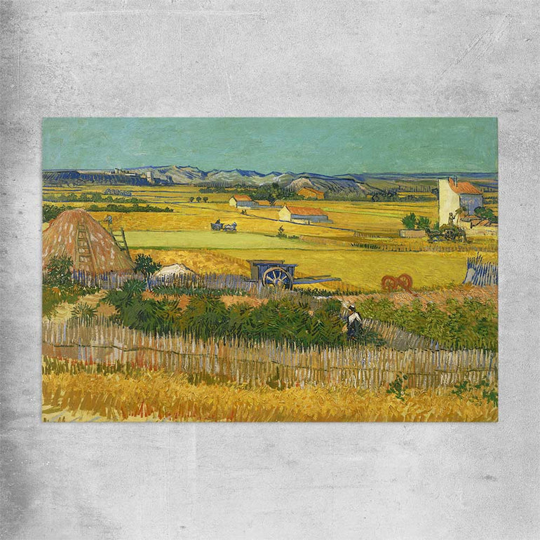 Classic wall art and canvas print of The Harvest Van Gogh on a rolled print