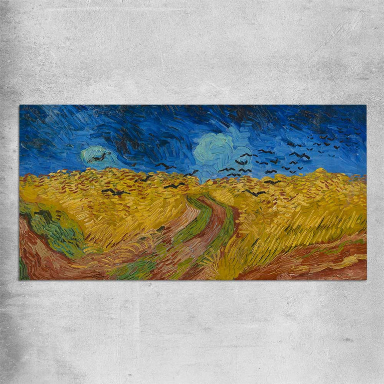 Classic wall art and canvas print of Wheatfield with Crows Van Gogh on a rolled print