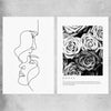 Grey Flowers Pair rolled print - part of our high quality fashion canvas wall art and prints collection