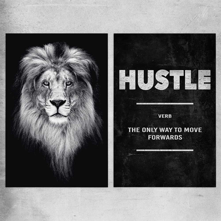 Inspirational wall art print of Lion Gaze Pair on a rolled print