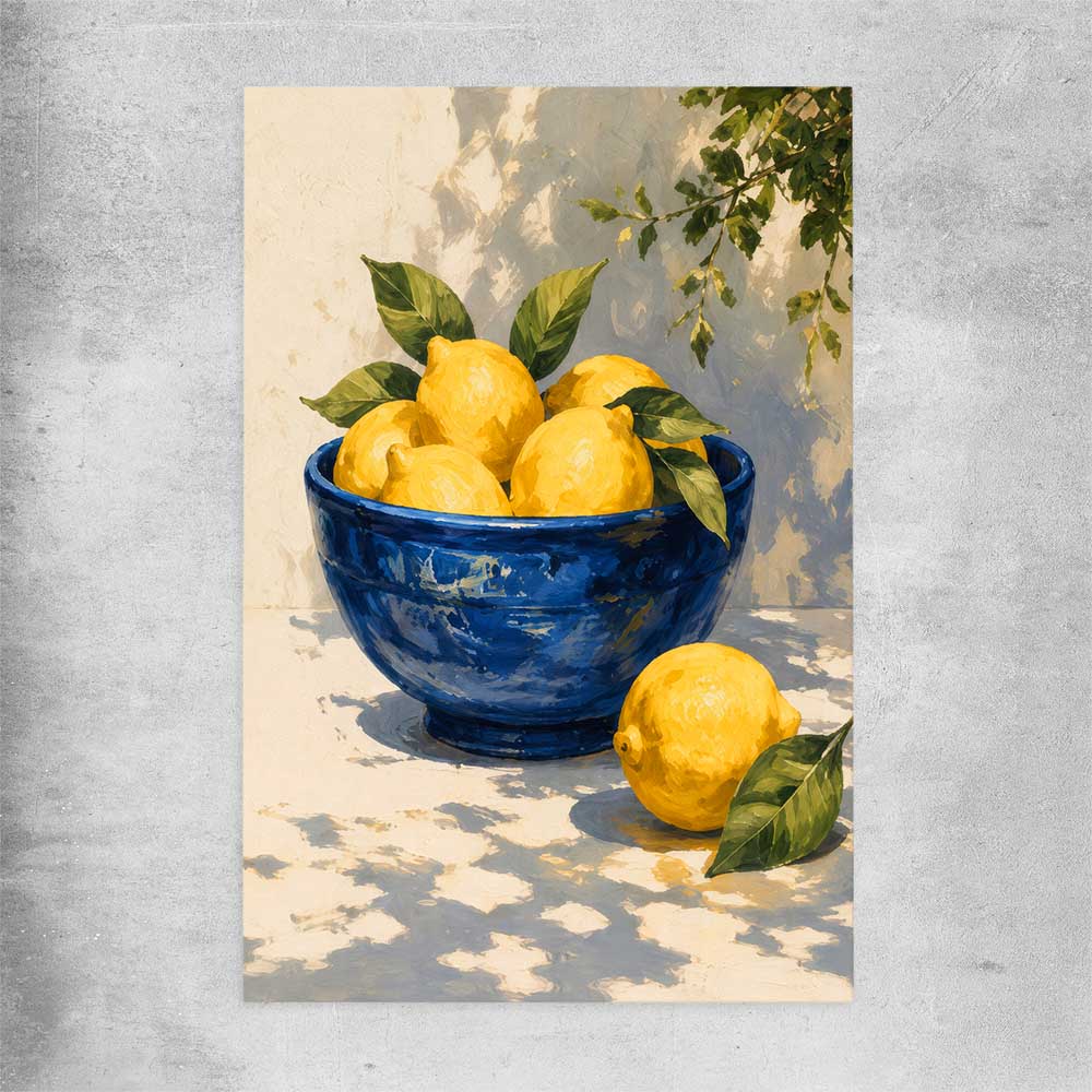 Amalfi Lemons rolled print is a colourful and stylish canvas wall art and print suited for the kitchen area