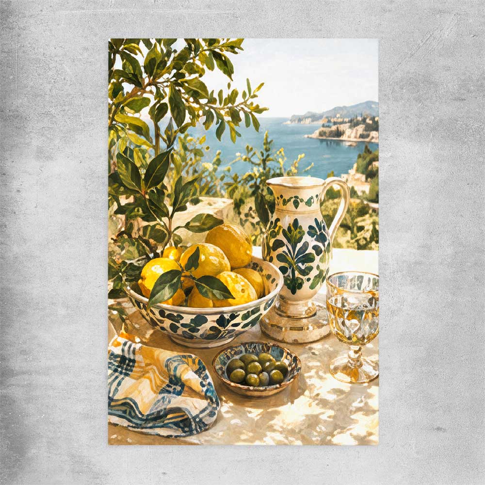 Citrus and Coast rolled print is a colourful and stylish canvas wall art and print suited for the kitchen area