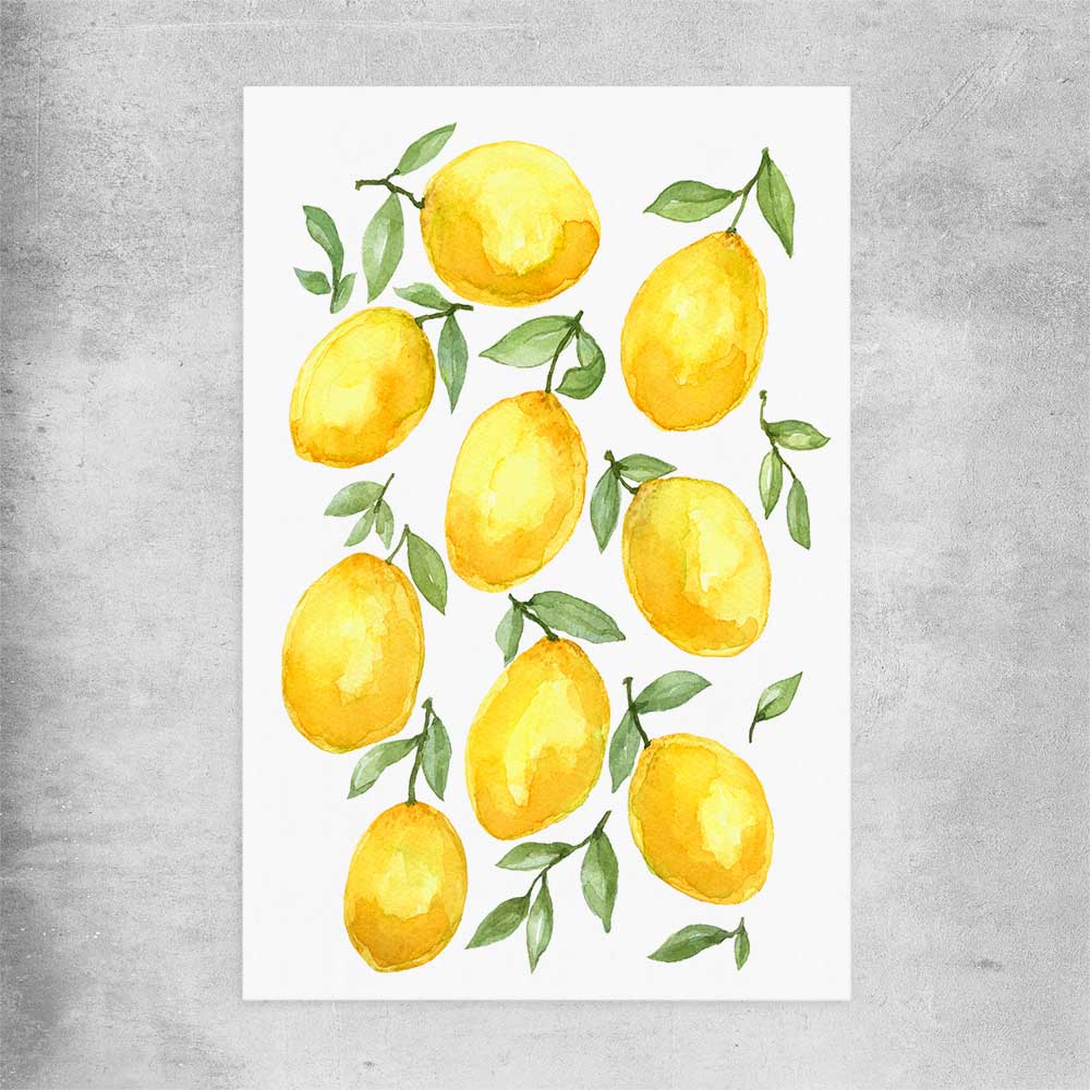 Lemon Bunch rolled print is a colourful and stylish canvas wall art and print suited for the kitchen area