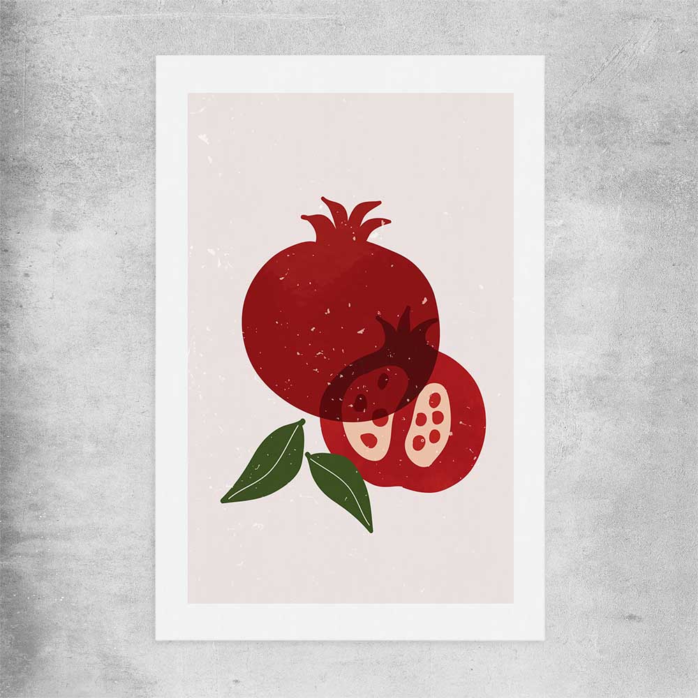 Red Pomegranate rolled print is a colourful and stylish canvas wall art and print suited for the kitchen area
