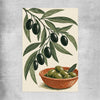 Terracotta Olive Branch rolled print is a colourful and stylish canvas wall art and print suited for the kitchen area