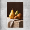 Three Pears rolled print is a colourful and stylish canvas wall art and print suited for the kitchen area