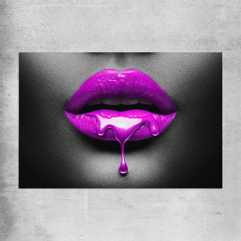 Purple Lust rolled print - part of our high quality canvas lips wall art collection