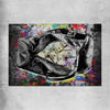 Money wall art print of Cash Duffel on a rolled print