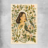 Floral print of Garden Muse on a rolled print